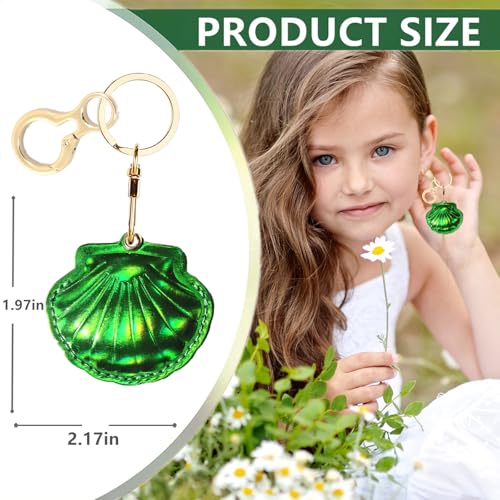 Leather Keychain holder Protective Case Compatible with Apple AirTag - color: Green