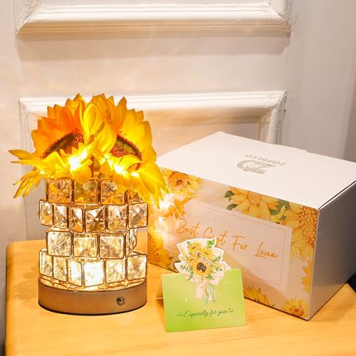 Birthday Gifts for Women/Mom Sunflower Cordless Table Lamp - style: O-square
