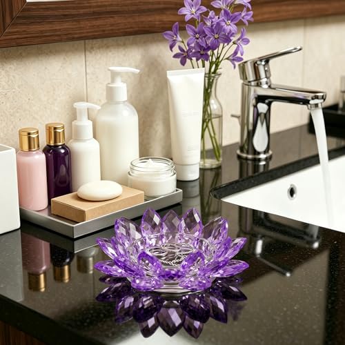 Crystal Flower Jewelry Tray, 1, 6.3" Purple - size: 6.3"(W)- Purple