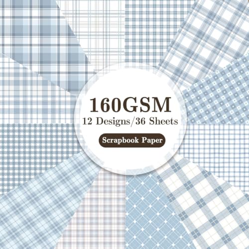36 Sheets Scrapbook Paper 12x12 In Plaid Patterned Paper (Blue) - color: Blue