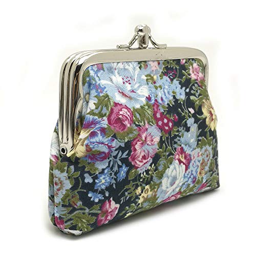 Cute Floral Buckle Coin Purses Vintage Pouch Kiss-lock Change Purse Wallets… - color: 25