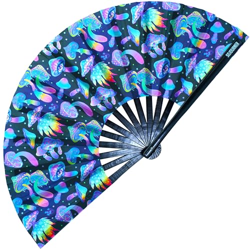 SoJourner Folding Rave Fan, Magic Mushroom - color: Magic Mushroom