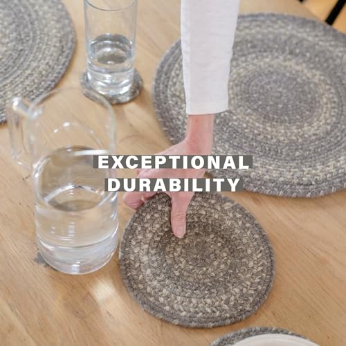 Homespice Grey Cloud Jute Braided Placemats, Oval 13x19 Set of 4 - color: Grey Cloud