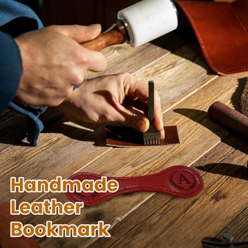 MOTEERLLU Personalized Magnetic Leather Bookmark,Initial,Red-V - style: Red-V