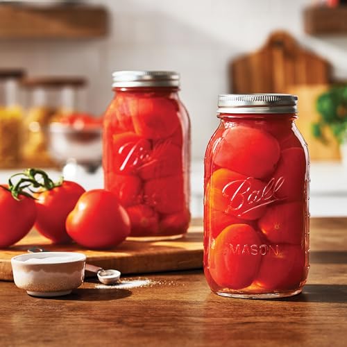 Ball Regular Mouth Glass Mason Jars with Lids and Bands, Used for Canning (Quart, 32 Ounce (Pack of 4)) - color: Clear, size: 32 Oz (Pack of 4)