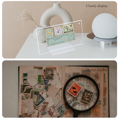 Dollar Bill Frame Display Acrylic Dollar Bill Holder for Collectors Currency Frame Display Case Double-Sided Transparent Ticket Banknotes Stamp Photo Protector (Transparent-1) - color: Transparent-1