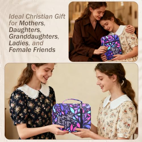 XKDOUS Bible Cover Case for Women Bible Bag Journaling Kit w/Study Supplies - color: Canvas Purple, size: Large