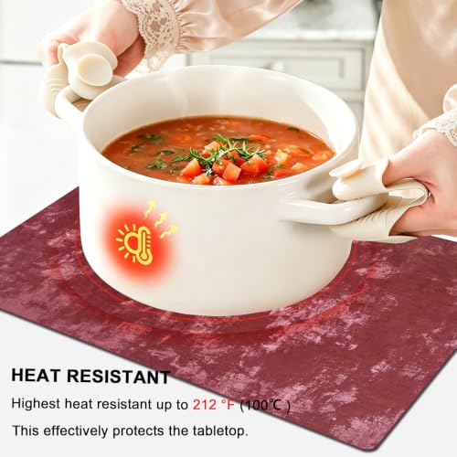 Faux Leather Placemats Set of 4, 11.8"x17.7", Burgundy - color: Burgundy, size: Set of 4