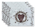 Set of 4 Rustic Country Hearts Placemats 18x13 Inches - color: Heart Placemats