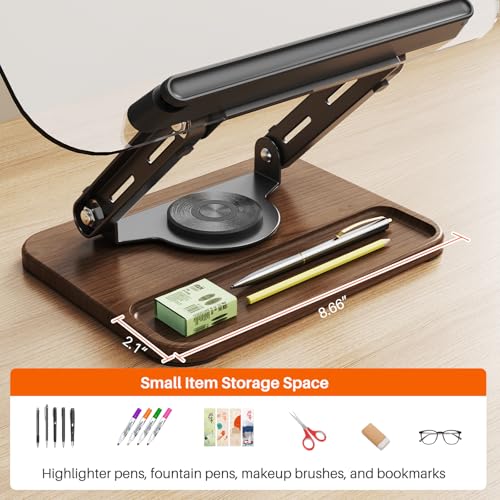 BYMECOST Acrylic Book Stand for Reading, 360°Rotating Book Holder, Black - color: Dark Walnut, size: 13.4"