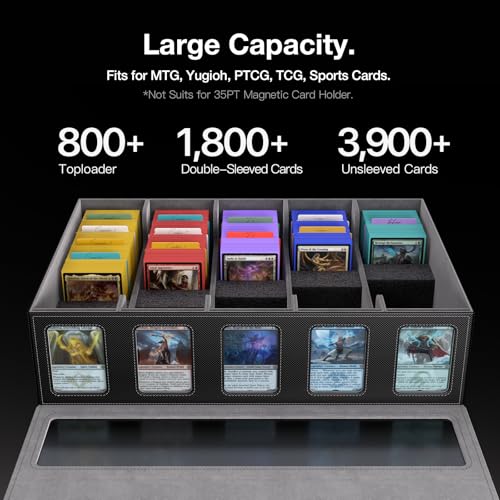 Trading Card Storage Box 3900+ with Handle, Black - color: Black, size: 3900+ with Handle & Metal Latch