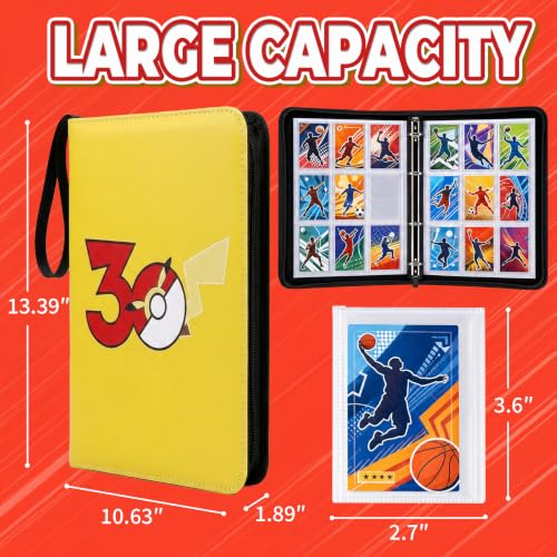 Card Binder, 9 Pocket 990 Card for Collectible Trading Card Albums - color: 990-YELLOW-1
