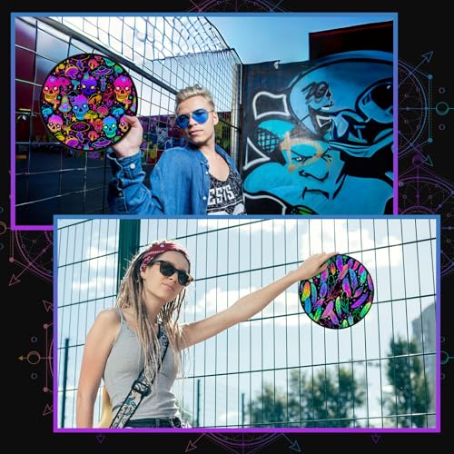 Gejoy 24 Pcs Mushrooms Skulls Foldable Flying Fan Disc Hand Fans 8 Style - color: Mushroom