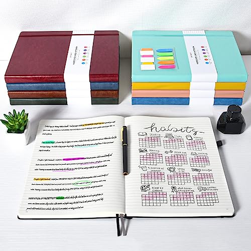 College Ruled Notebook 8.5" x 11", 312 Numbered Pages Lined Leather Journal - color: Blue, size: A4