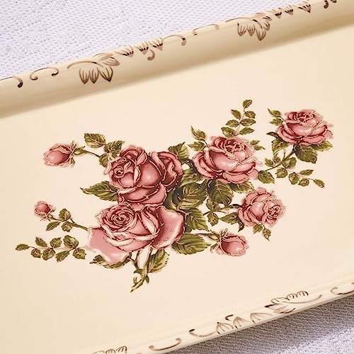 YOLIFE Ceramic Rose Serving Tray, Decorative Platter for Tea Party - 13.5 inch - color: Rose