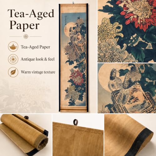 Wall Art Poster Prints Painting Scroll Decor Bird Flower Chrysanthemum - color: F4