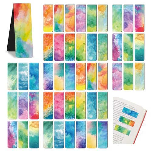 96Pack Magnetic Bookmarks for Reading,Women Men Teacher Book Lovers Gifts - style: Watercolor