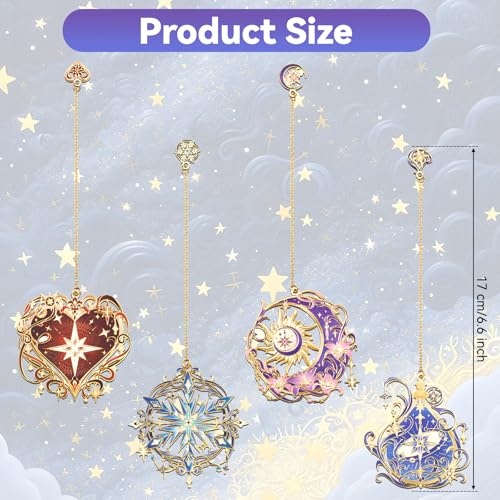 4 Pieces Metal Starry Sky Series Bookmark, Perfect for Women Readers (BKM-065-F4) - color: Starry Sky Series