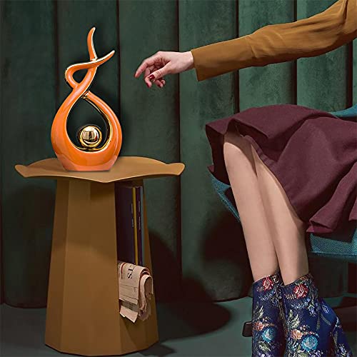 Norrclp Home Decor Modern Abstract Art Ceramic Statue Table Decor (Small) - color: Orange and Gold, size: Small