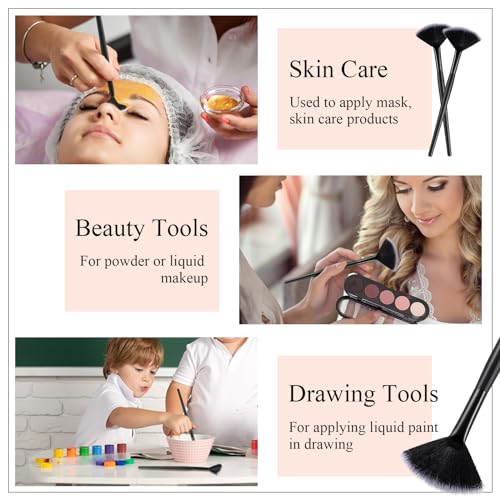 Maitys 9 Pieces Facial Fan Mask Brushes, Black with White - color: Black with White