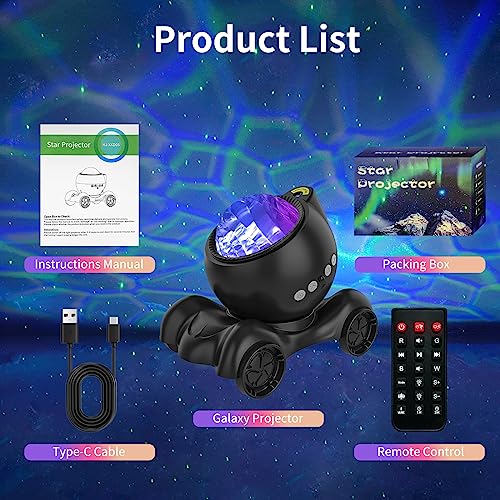 ENOKIK Galaxy Projector Night Light, Star Bluetooth Speaker, Solid Black - color: Solid Black