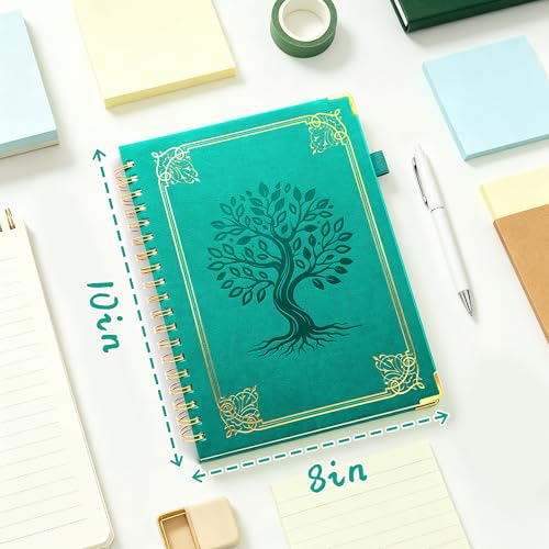 Hardcover Spiral Notebook Journal with Removable Dividers Tabs, 5 Subject Notebooks for Work School, 300 pages 8"x10" B5 leather Journal College Ruled, Cute Journal for Women Men, Blue - color: Blue