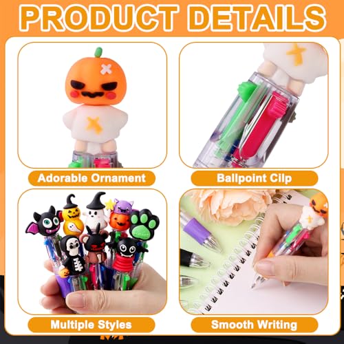 24PCS Halloween Fun Pens Mini Multicolor 4-in-1 Party Favors Pens - style: Halloween-24pcs