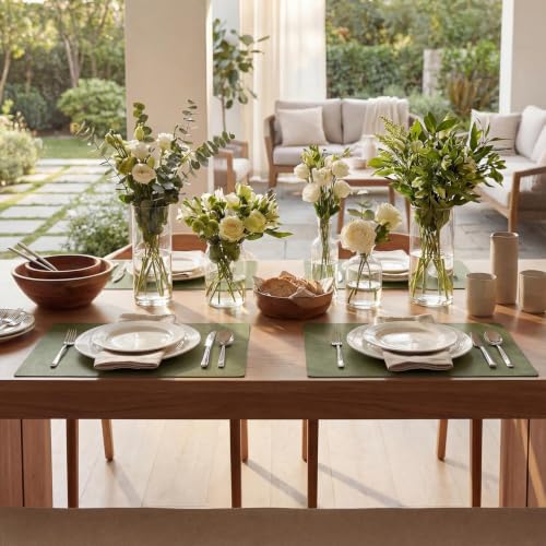 Artoid Mode Olive Green Faux Leather Placemats Set of 4 - color: Olive Green, size: 12" x 18", Rectangular Set of 4