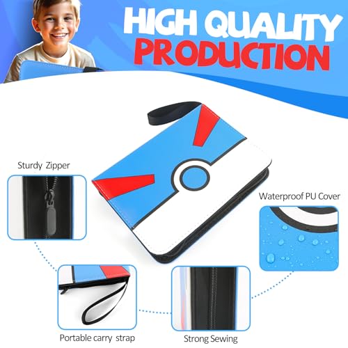 Collectible Trading Card Binder, 400 Pockets Card Holder with 50 Removable Sleeves, Portable Collection Binder Album Book Case Storage, Zipper Card Protective Sleeves for TCG, Sports Card - color: Super Blue