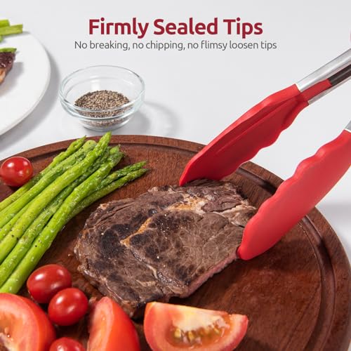 U-Taste Kitchen Tong for Cooking, 600ºF Heat-Resistant Silicone, 7in/Red - color: Red, size: 7 inch