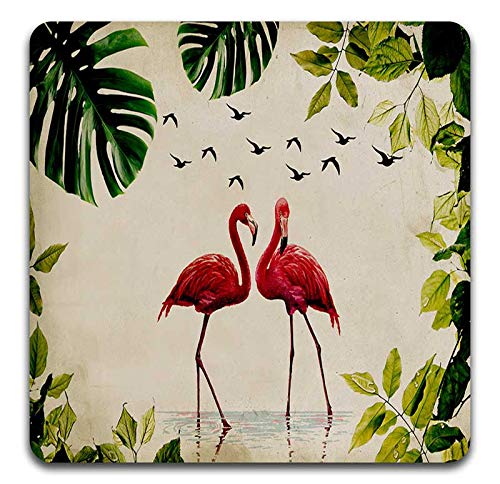 Beautiful Flamingo Square Coaster Set - Made of Recycled Rubber - Set of 4 - color: Beautiful Flamingo