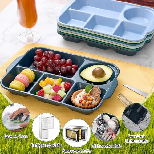 Pinkunn 8 Pcs 13'' Divided Plates for Adults Wheat Straw, Retro - color: Retro