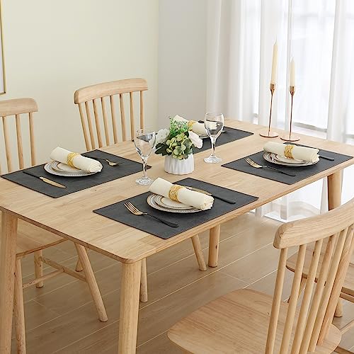 Homaxy PU Faux Leather Placemats for Dining Table, Set of 6, Dark Grey - color: Dark Grey