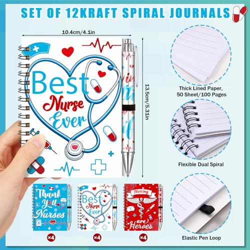 Resurhang Gifts Bulk Spiral Notebook Ballpoint Pens, Nurse Day - style: Nurse Day