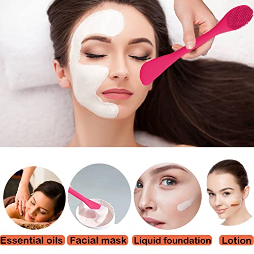 RamPula Silicone Facial Cleansing Brush Pores Cleaner,Remove Blackhead,Remove Acne,Face Massager,Applicator,Spatula,Mud Mask,DIY,Cream,Face Washing Clean,Body Lotion - color: Red and Grey