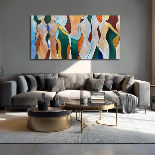 Ocevarin Neutral Abstract Canvas Wall Decor Figures Posters Line Art Large Wall Art for Living Room Colorful Contemporary Artwork for Home Office 29x58 Inch - color: Colorful Abstract, size: 58"L x 29"W