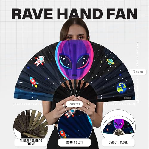 SoJourner Folding Rave Fan, Alien - color: Alien