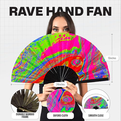 SoJourner Folding Rave Fan, Psychedelic 1 - color: Psychedelic 1