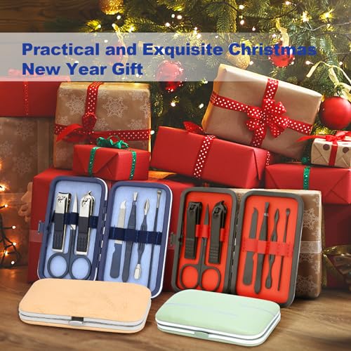 Manicure Set-Stainless Steel Nail Care Set-Professional 7 in 1 Ingrown Toenail Clipper Grooming Tool-Pedicure Kit & Toe Nail Cutter-Thick Nail Scissors Toiletries with Cuticle Trimmer (Blue) - color: Blue