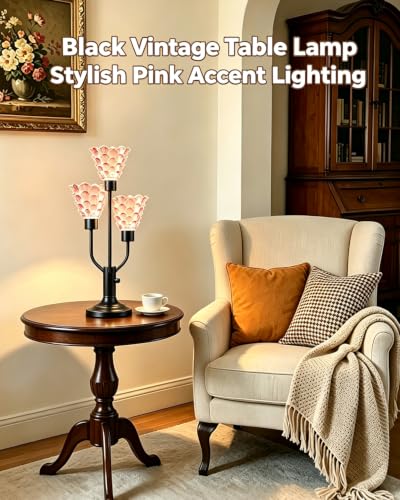 Lightdot Mid Century Modern Glass Table Lamp Dimmable 3 Bulbs Included - color: 11-Black-Pink-Shell