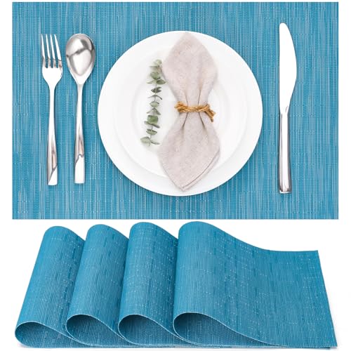 Myir JUN Placemats Set of 4 Kitchen and Dining Table Placemats - color: Blue, size: Set of 4
