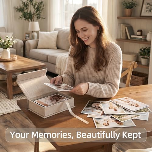 Photo Storage Box 5x7, Keepsake Box - Beige - color: Beige, size: 5"x7"