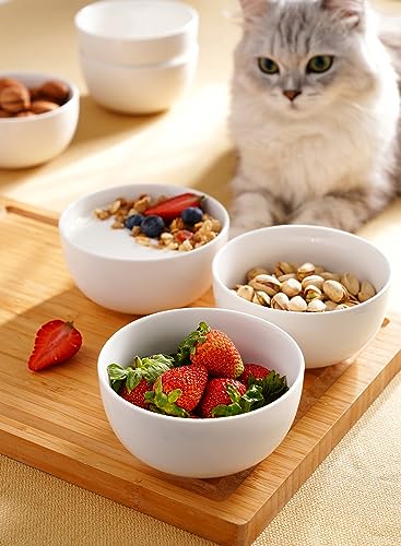 Sweese 20 Oz Porcelain Bowls Set of 6 - Durable for Cereal, Soup, Rice, Pasta, Salad, Oatmeal - Microwave Dishwasher Safe, White - color: White, size: 20 Ounce