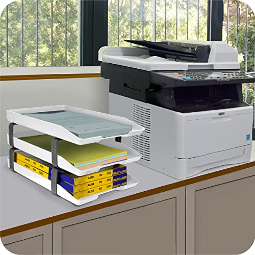 Acrimet Traditional 3 Tier Letter Tray, Front Load Design, A4 Letter Size, Desktop Organizer (Plastic) (White Color)