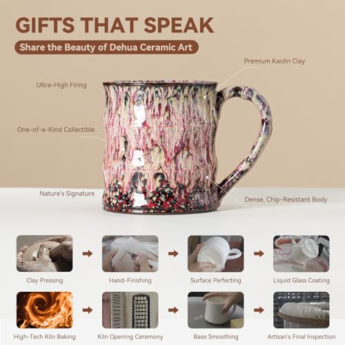 Raspberry Cream Ceramic Mug, 15oz Reactive Glaze Coffee Mug, Gift for Her - color: 15oz - Raspberry Cream · NURTURE