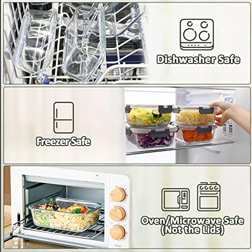 M MCIRCO 10 Pack Glass Food Storage Containers with Lids, Gray - color: gray