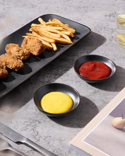 famiware Ceramic Soy Sauce Dish, 2.1oz Dipping Bowl Set of 6, Matte Black - color: Matte Black, size: 6pcs