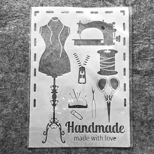 TIAMECH A4 Reusable Sewing Machine Tools Stencil for Painting - style: Sewing Machine Tools