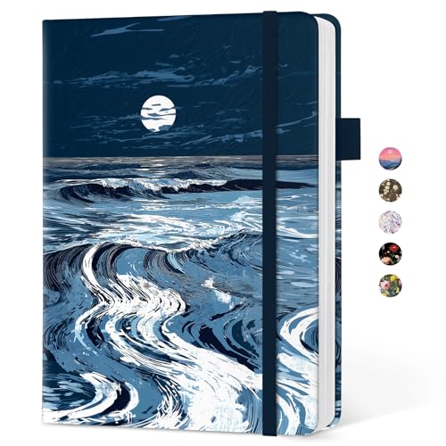 Taja Aesthetic Lined Journal for Women, Pretty Notebooks for Work & Study - color: O-Moonlit Waves
