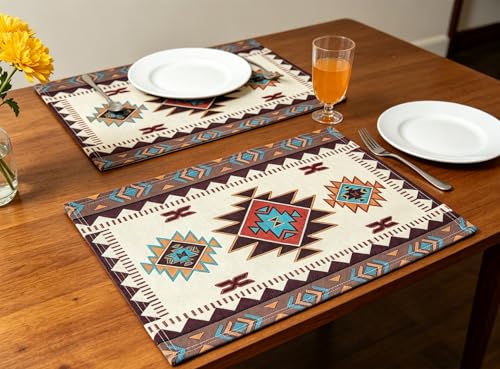 Aztec Southwest Geometric Placemats, Set of 4, 18x13 Inches - color: Aztec-placemat